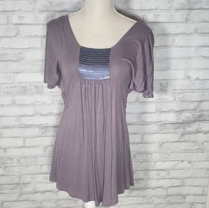 Kische Sequin Purple Tunic Shirt Blouse